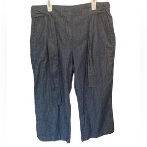 Talbots Wide Leg Crop Jean Pants Tie Belt Size 10‎